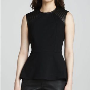 Yigal Cut 25 Leather Peplum Top